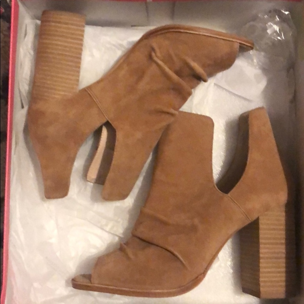 Kid suede open toe heels from Nordstrom.